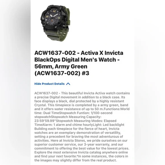 Invicta Activa BlackOps Digital Men's Watch - Army Green - Picture 3 of 3